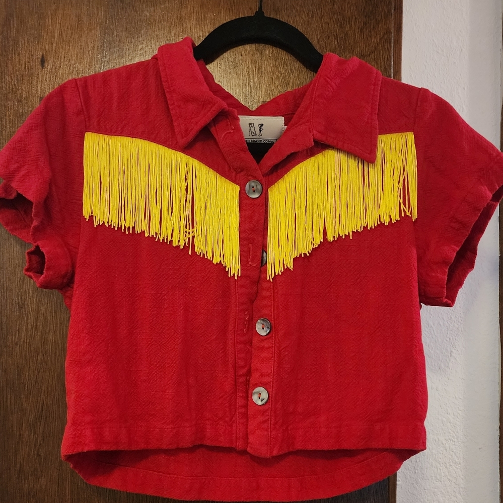Fashion Brand Company Fast Food Linen Fringe Blouse